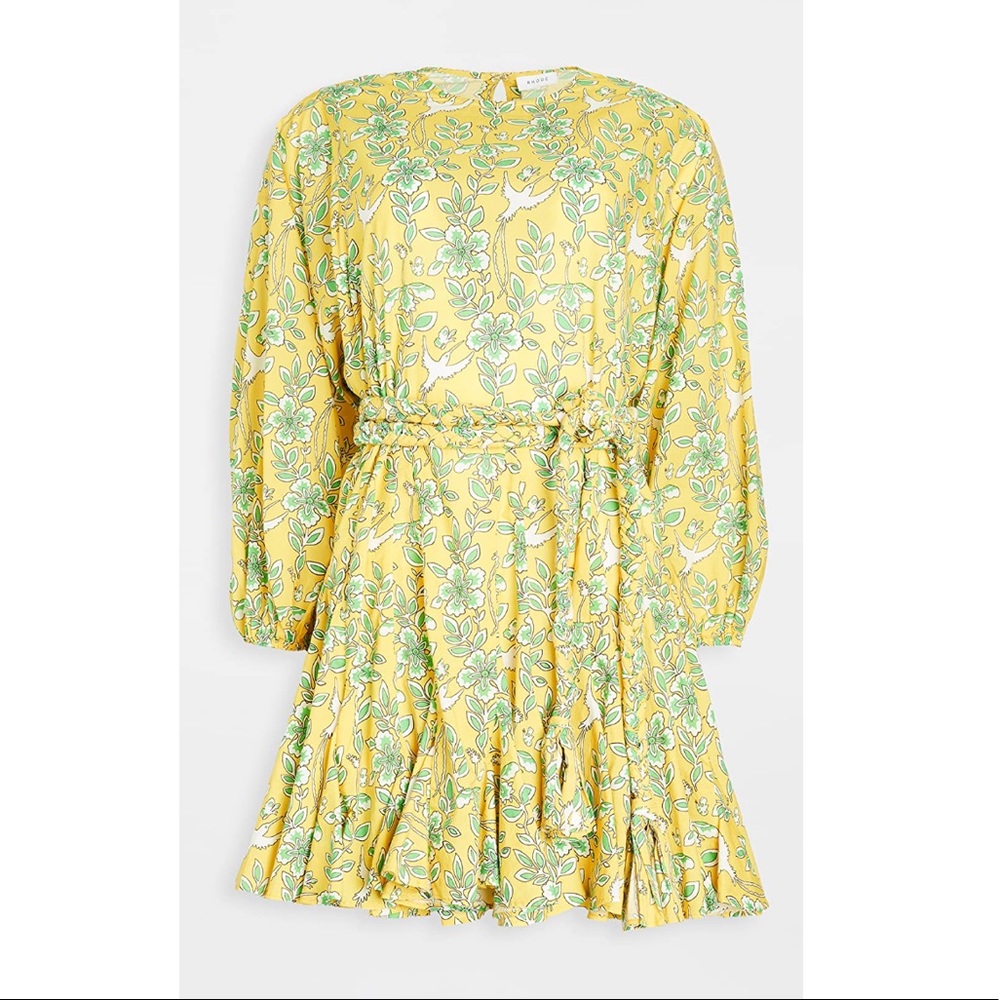 Rhode Ella Dress in Yellow and Green Eden, Size Small